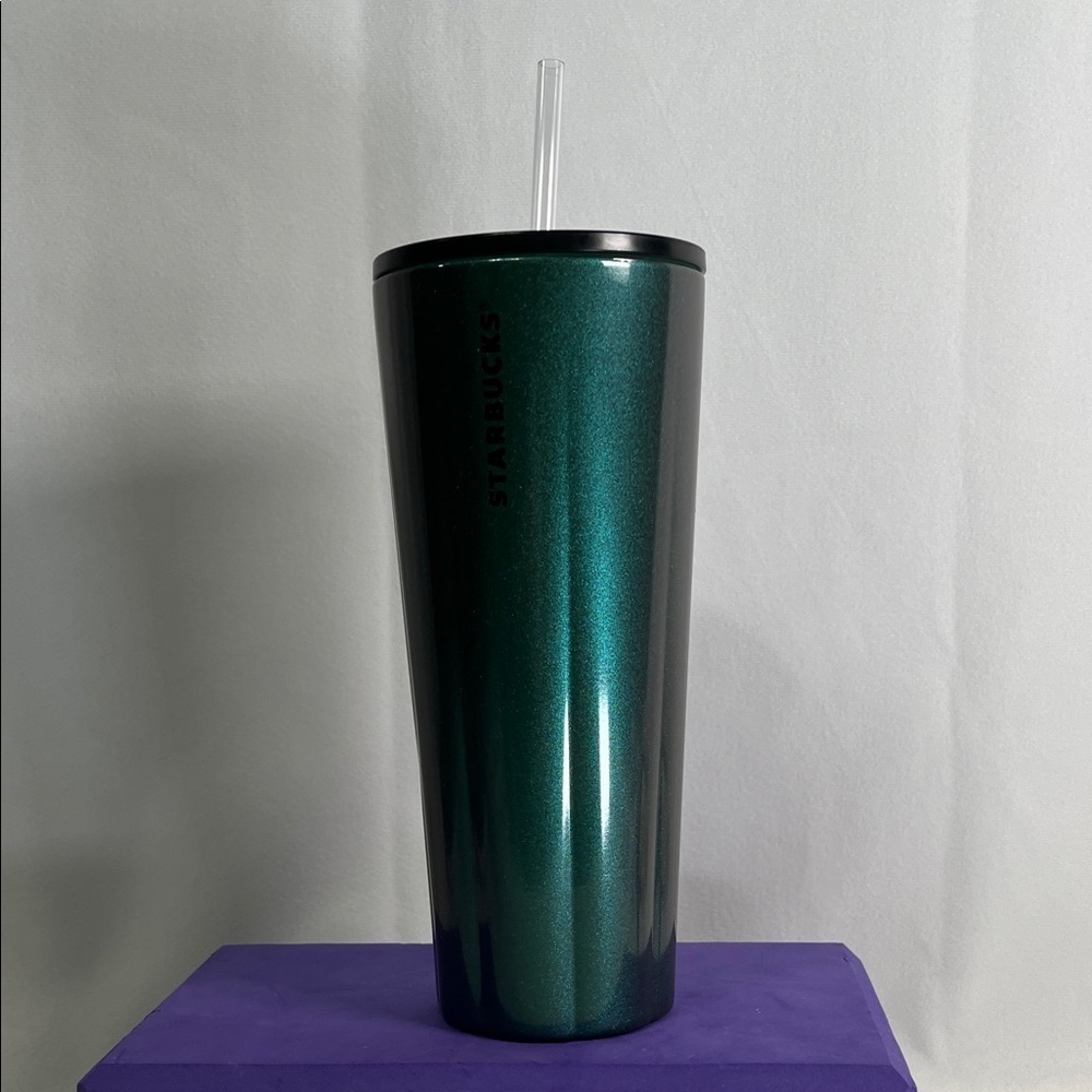 Starbucks 2021 Holiday Limited 24 oz Cold Cup Aluminum Emerald Sparkle Tumbler